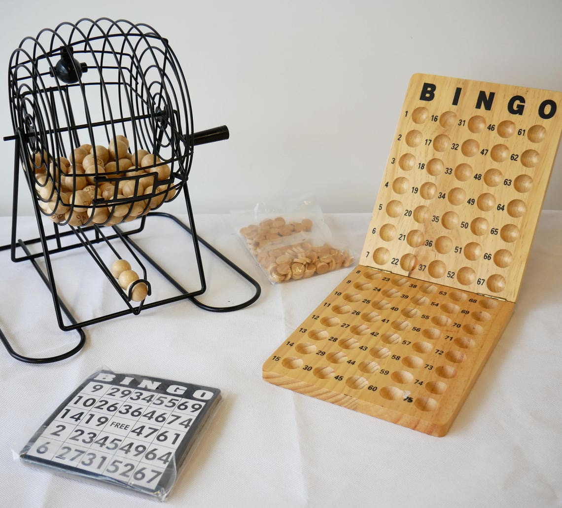 Bingo de madera con jaula metálica y marcador de madera | Etsy