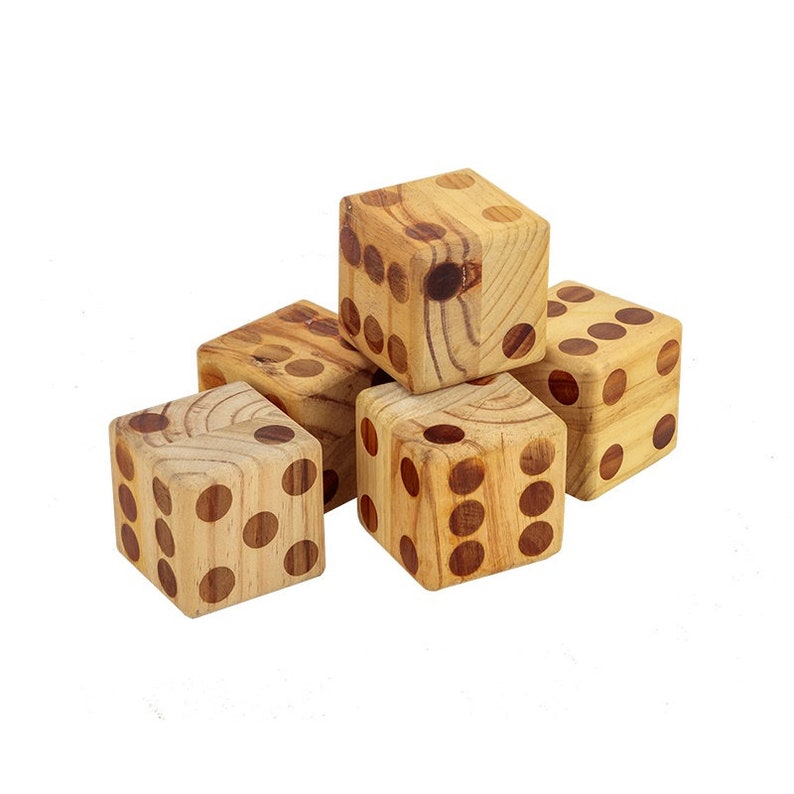 Giant Yahtzee Wooden Dice Game Set With Scorecards Etsy