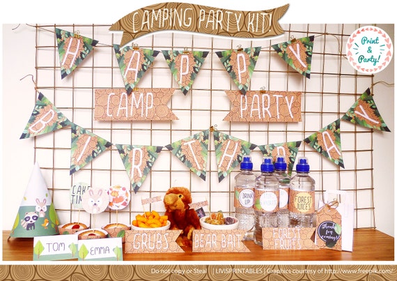Kids Camping Party Invitation Decoration Tent Woodland Etsy