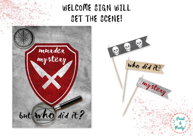 Murder Mystery Party Decor Kit Printable Home Decorations | Etsy