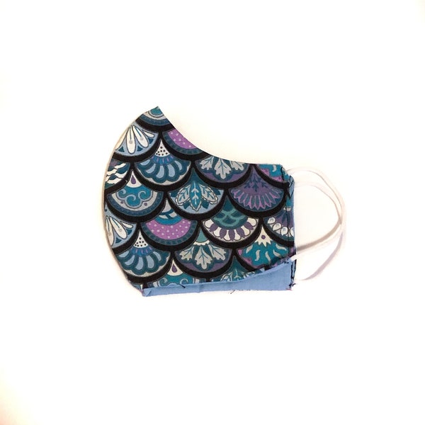 Purple and blue scallop mask