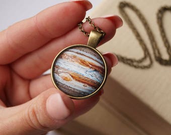 Jupiter Necklace, Sagittarius Ruling Planet, Jupiter Pendant Space Jewelry Luck Planet Necklace Cosmic Astronomy Galaxy Jewelry Gift for her