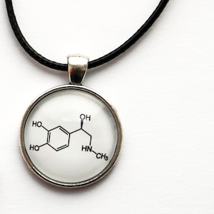 Molecule Necklace or Keychain Caffeine Adrenaline Serotonin Dopamine Oxytocin, Science-Inspired Jewelry, Chemistry Gift, Molecular Structure