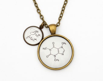 But first Coffee, Caffeine Molecule Necklace