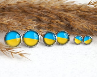 Ukraine Stud Earrings, Blue and Yellow Ukrainian Flag Post Earrings, Made in Ukraine