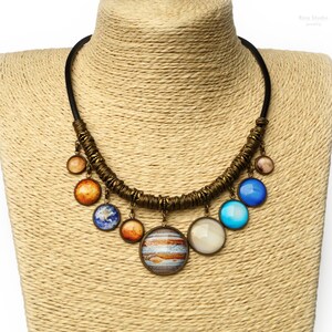 Planet Necklace Solar System Bib Statement Necklace Space Science jewelry Gift for Wife Mother's Day Gift image 2