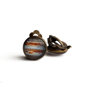 Earth Clip On Earrings, Space Jewelry, Planet Non Pierced Earrings image 9