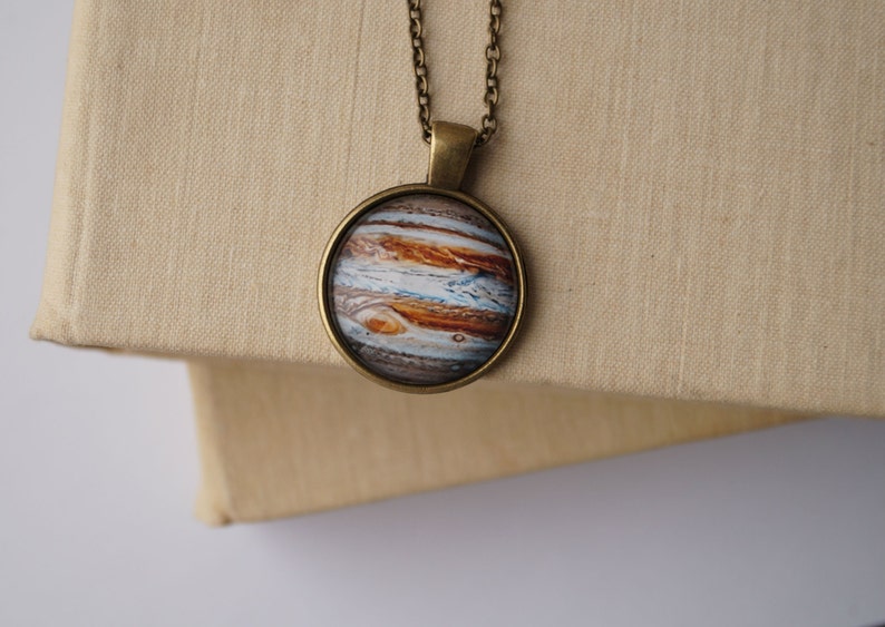 Jupiter Necklace, Sagittarius Ruling Planet, Jupiter Pendant Space Jewelry Luck Planet Necklace Cosmic Astronomy Galaxy Jewelry Gift for her image 3