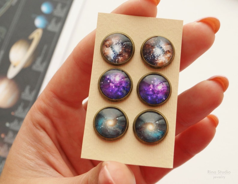 •BIG GALAXY• topaz + gold post earrings