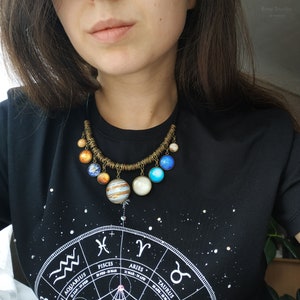 Planet Necklace Solar System Bib Statement Necklace Space Science jewelry Gift for Wife Mother's Day Gift image 5