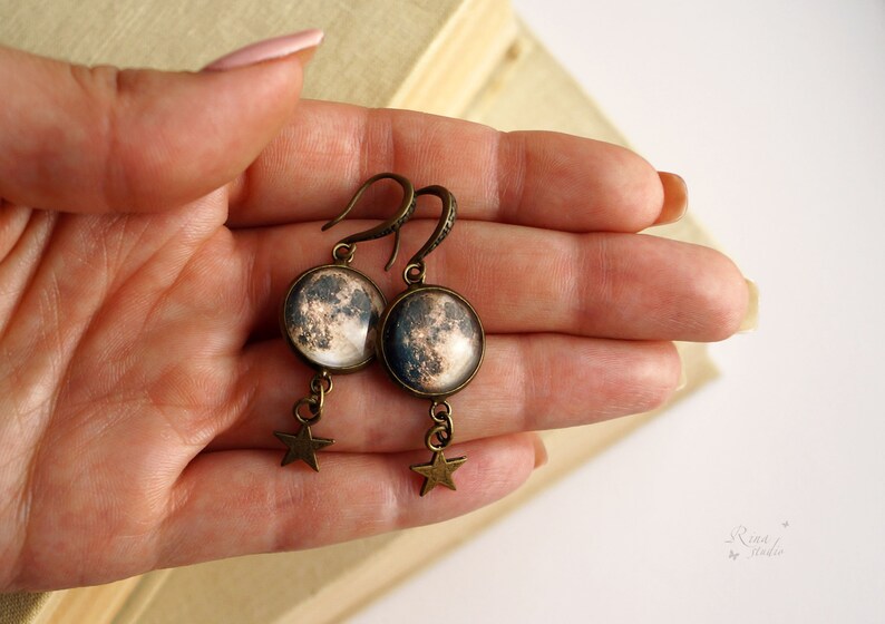 Full Moon and Waxing Gibbous Earrings Custom Birth Moon Phase Etsy