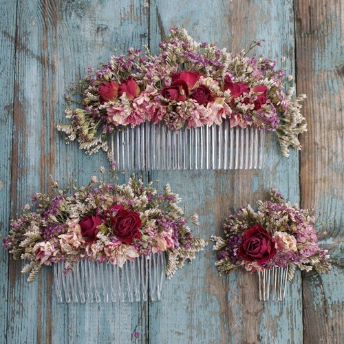 Boho Purity Dried Flower Hair Comb Etsy UK