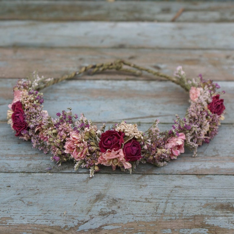 Summer Haze Dried Flowers Half Hair Flower Crown Bild 1