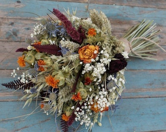 Woodland Sunset Dried Flower Wedding Bouquet