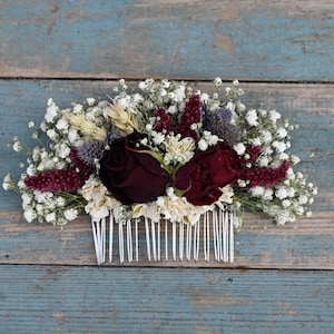 Rustic Winter Dried Flower Wedding Hair Comb Medium