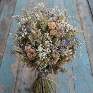 Meadow Pastels Dried Flower Wedding Bouquet