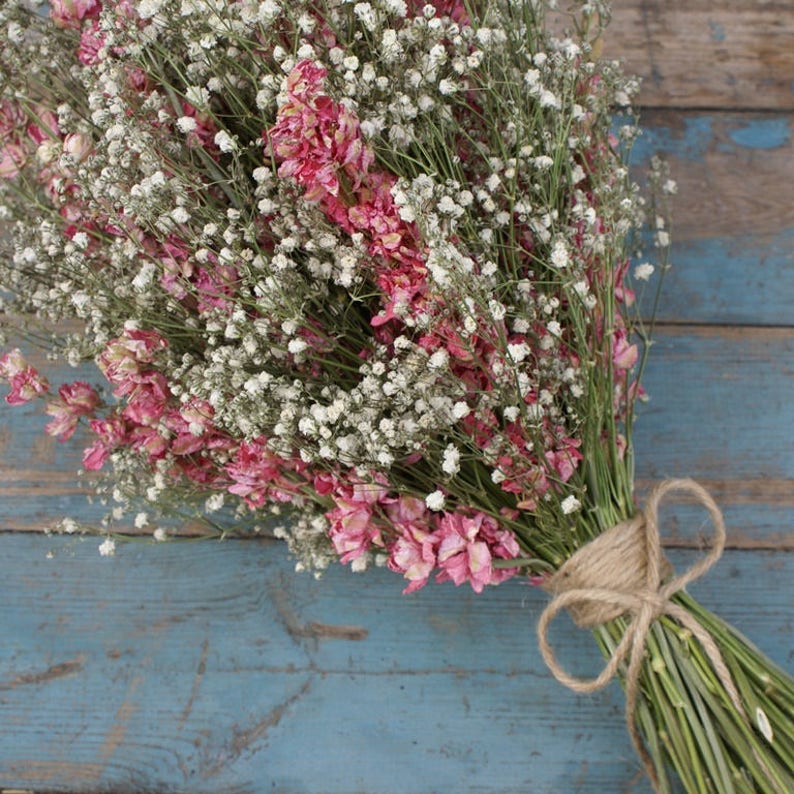 Boho Candyfloss Dried Flower Wedding Bouquet - Etsy UK