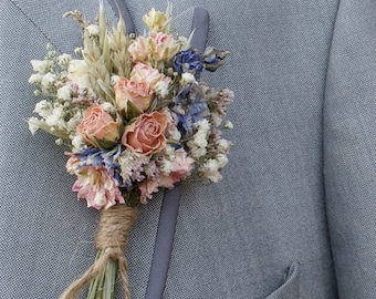 Meadow Pastels Dried Flower Buttonhole