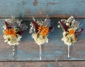 Woodland Sunset Dried Flower Hair Grips Set of 3