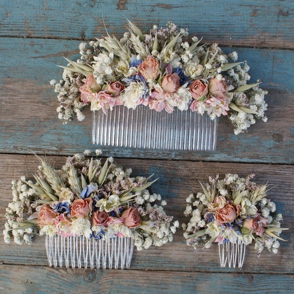 Meadow Pastels Dried Flower Hair Comb
