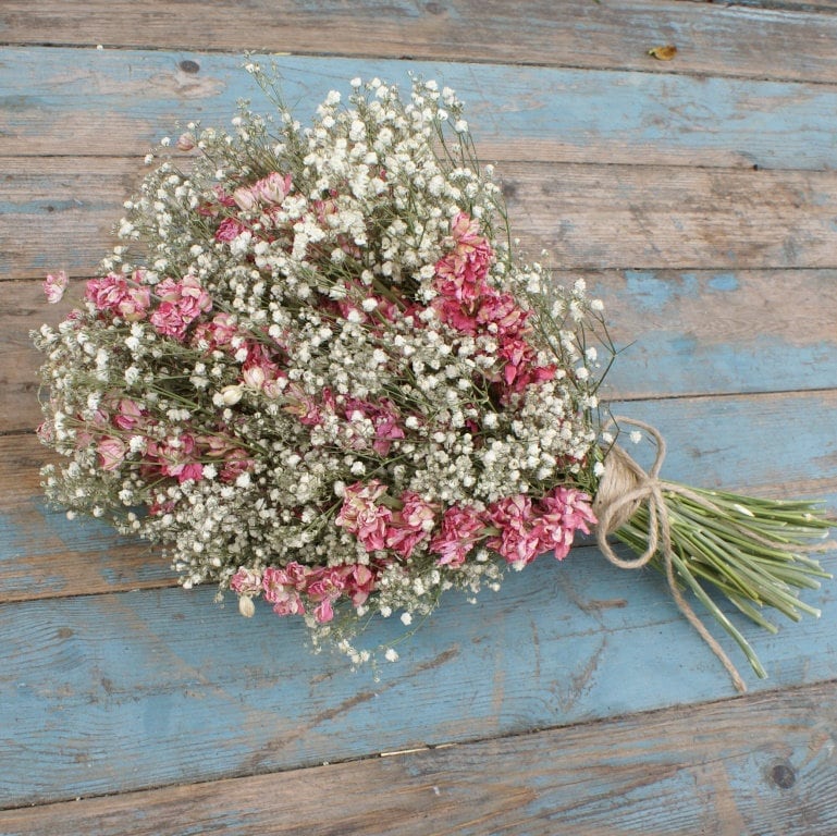 Boho Candyfloss Dried Flower Wedding Bouquet