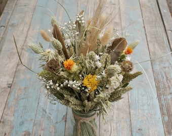 Pampas Prairie Sunset Dried Flower Jar Posy Wedding Table Centerpiece