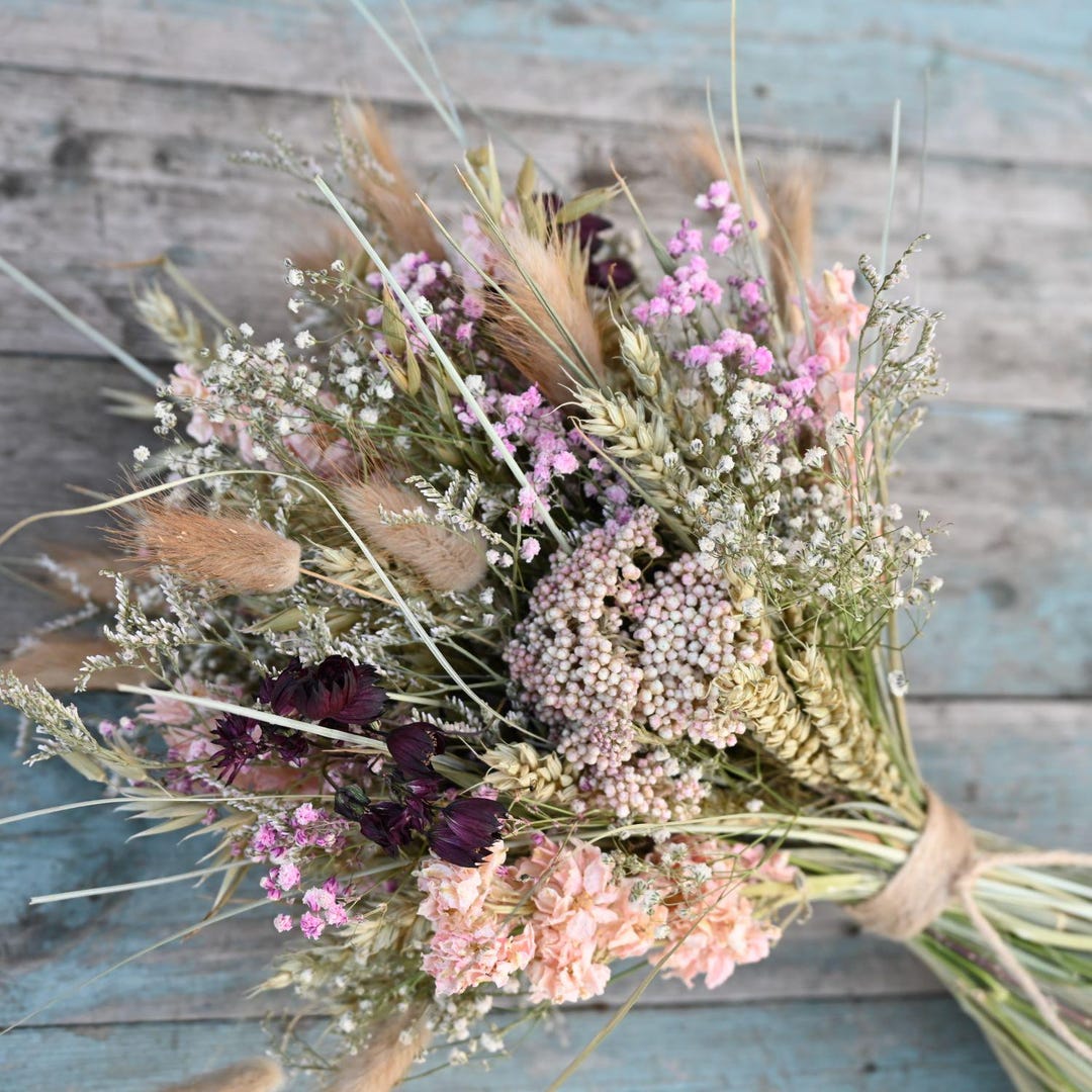 Meadow Pinks Left Dried Flower Wedding Bouquet - Etsy