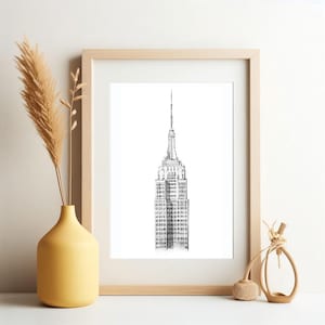 The Empire State Building, Manhattan, New York City, Architecture, Urban Sketch, City life, Street art, NYC Print