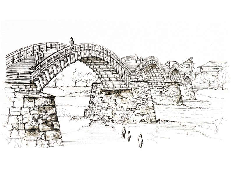 Kintai Bridge, Japan, Iwakuni, Travel Art, Street Art, Wall Art, Home