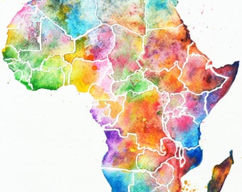 Africa Watercolor Map Art print, Abstract Art, Wall Art, Home Decor, Giclee Print