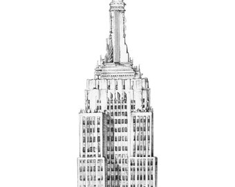 The Empire State Buliding, Manhattan, New York City, Architecture, Urban Sketch, City life, Street art, NYC Print