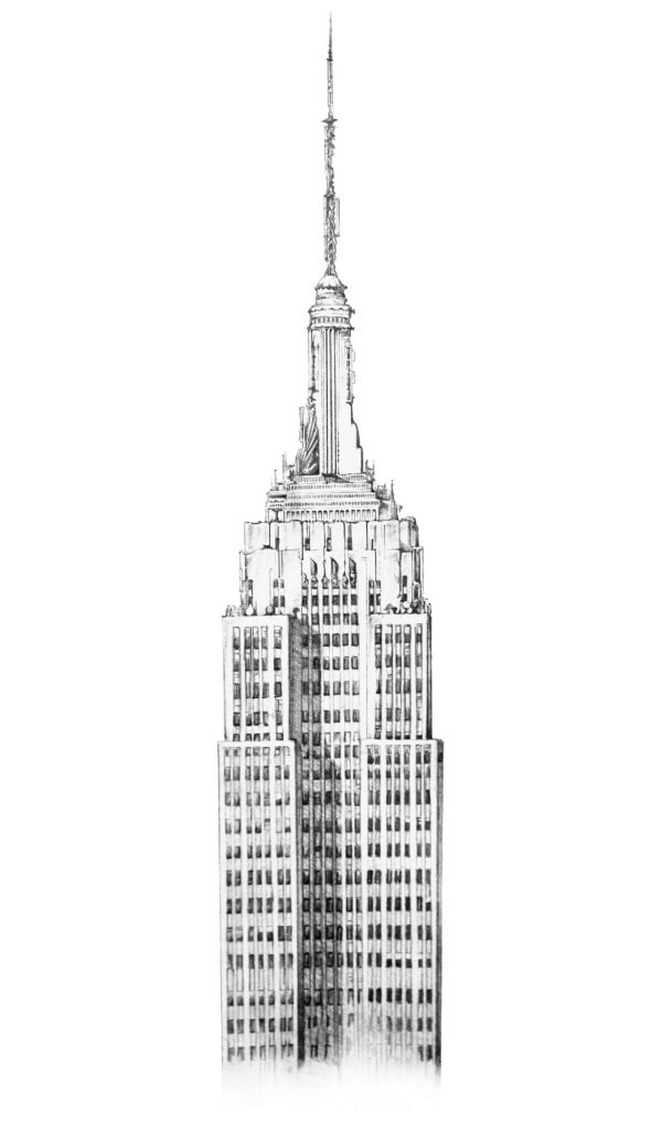 The Empire State Buliding, Manhattan, New York City, Architecture, Urban Sketch, City Life ...