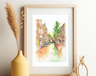 Amsterdam Canals, The Netherlands, Holland, Europe, Travel Art, Wall Art - Giclee Print