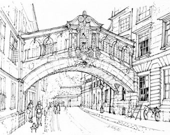 Bridge of Sighs, Oxford, England, United Kingdom, Travel Art, Street Art, Wall Art, Home Decor, Giclee Print