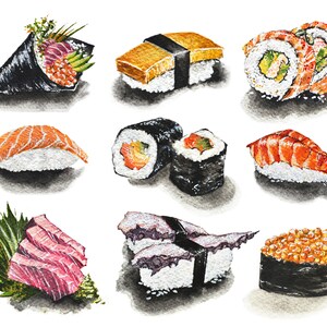 Sushi Print Food Art Japanese Cuisine Japan Colorful - Etsy
