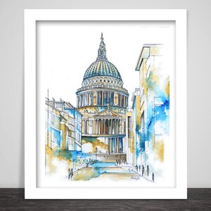 St. Paul's Cathedral, Watercolor Painting, Wall Art, Home Decor, London UK, Giclee Print image 5