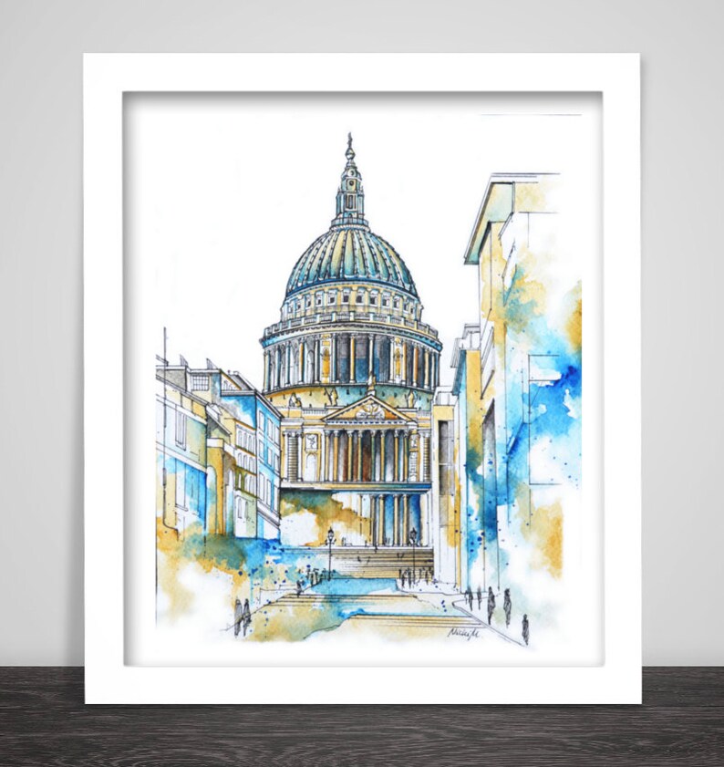 St. Paul's Cathedral, Watercolor Painting, Wall Art, Home Decor, London UK, Giclee Print image 5