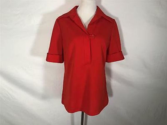 Vintage JC PENNEY FASHIONS red polyester blouse m… - image 1