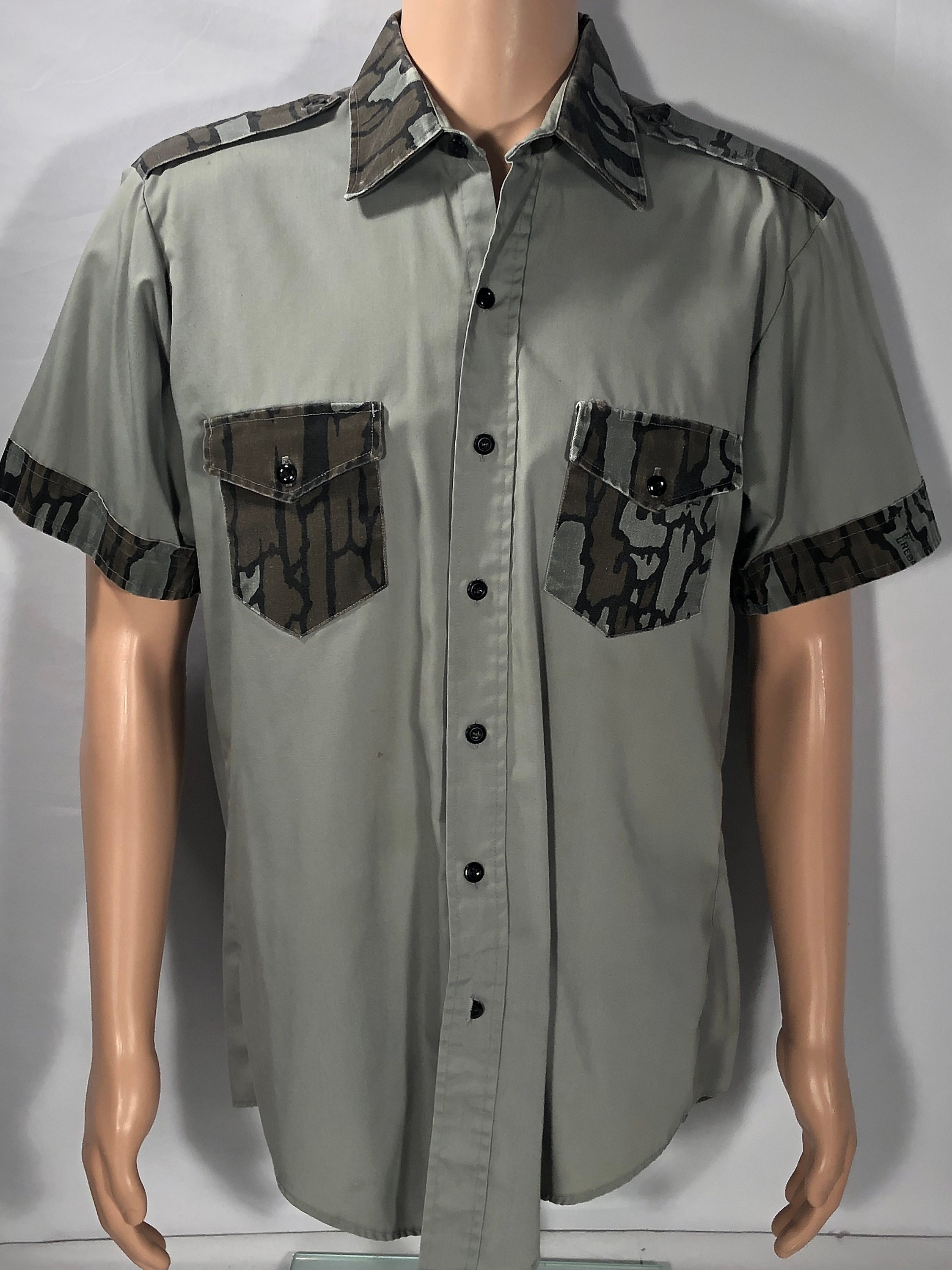Vintage Realtree Treebark Camouflage Camo Grey W/ Pocket Mens 