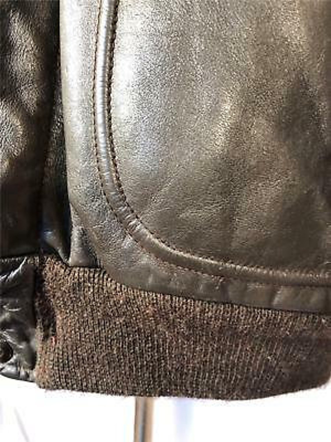 Vintage JC PENNEY brown leather Bomber winter jacket faux fur | Etsy