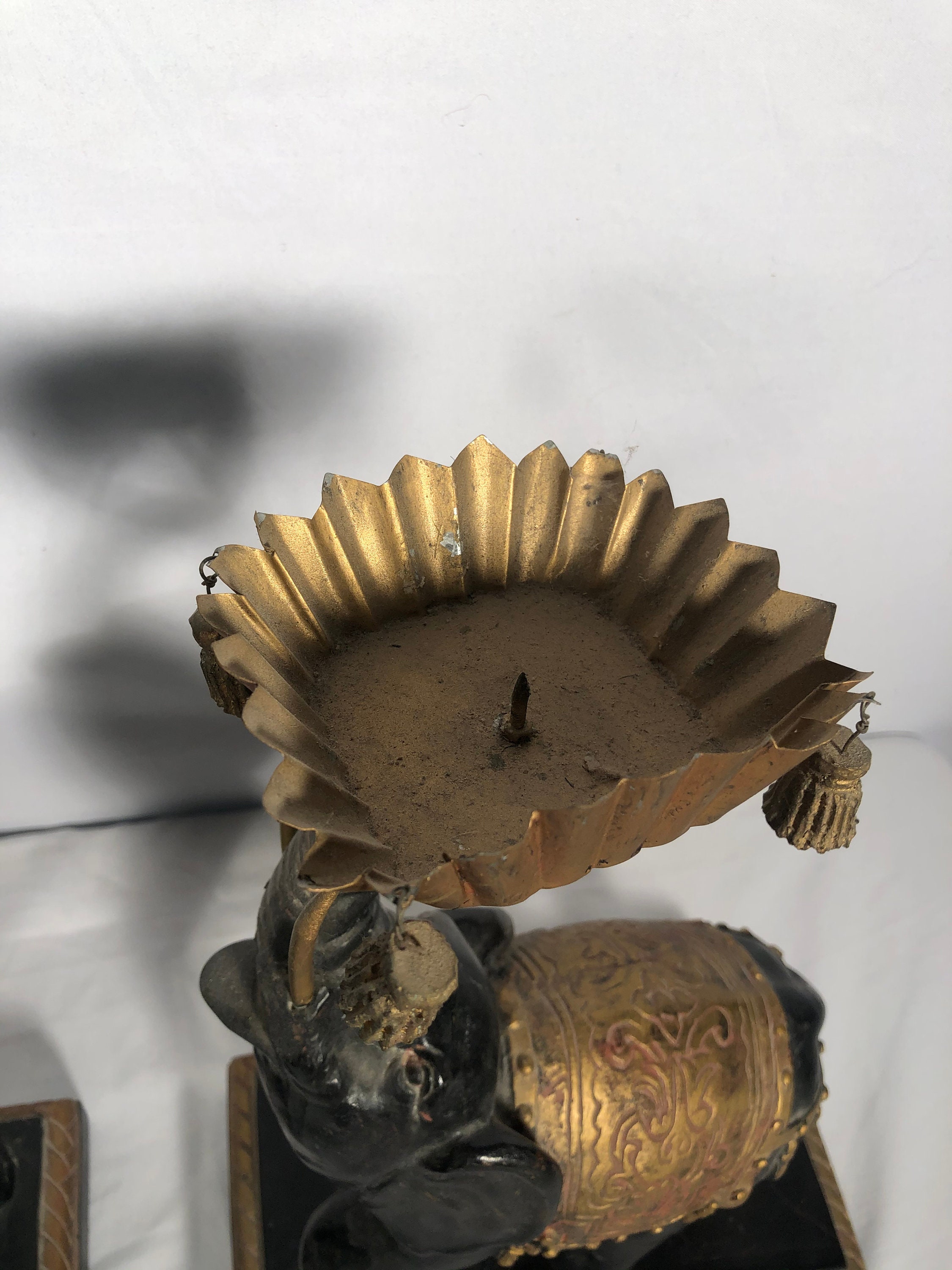 Vintage Elephant Candle Holders Ceramic Black Middle Eastern Egyptian