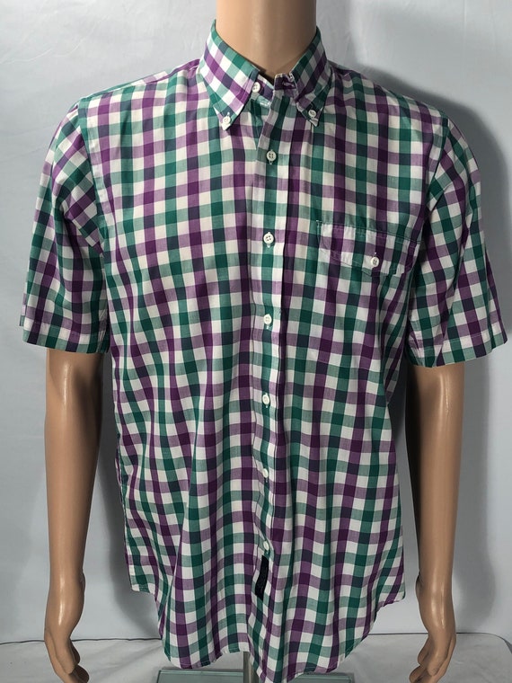 Vintage GANT brand purple green gingham foxhunt p… - image 1