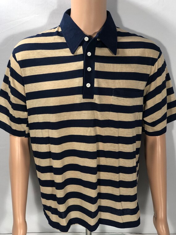 Vintage Mojave brand striped navy blue and tan sli