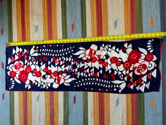 Vintage FLORAL Silk bandana scarf Sheer Red Blue … - image 4