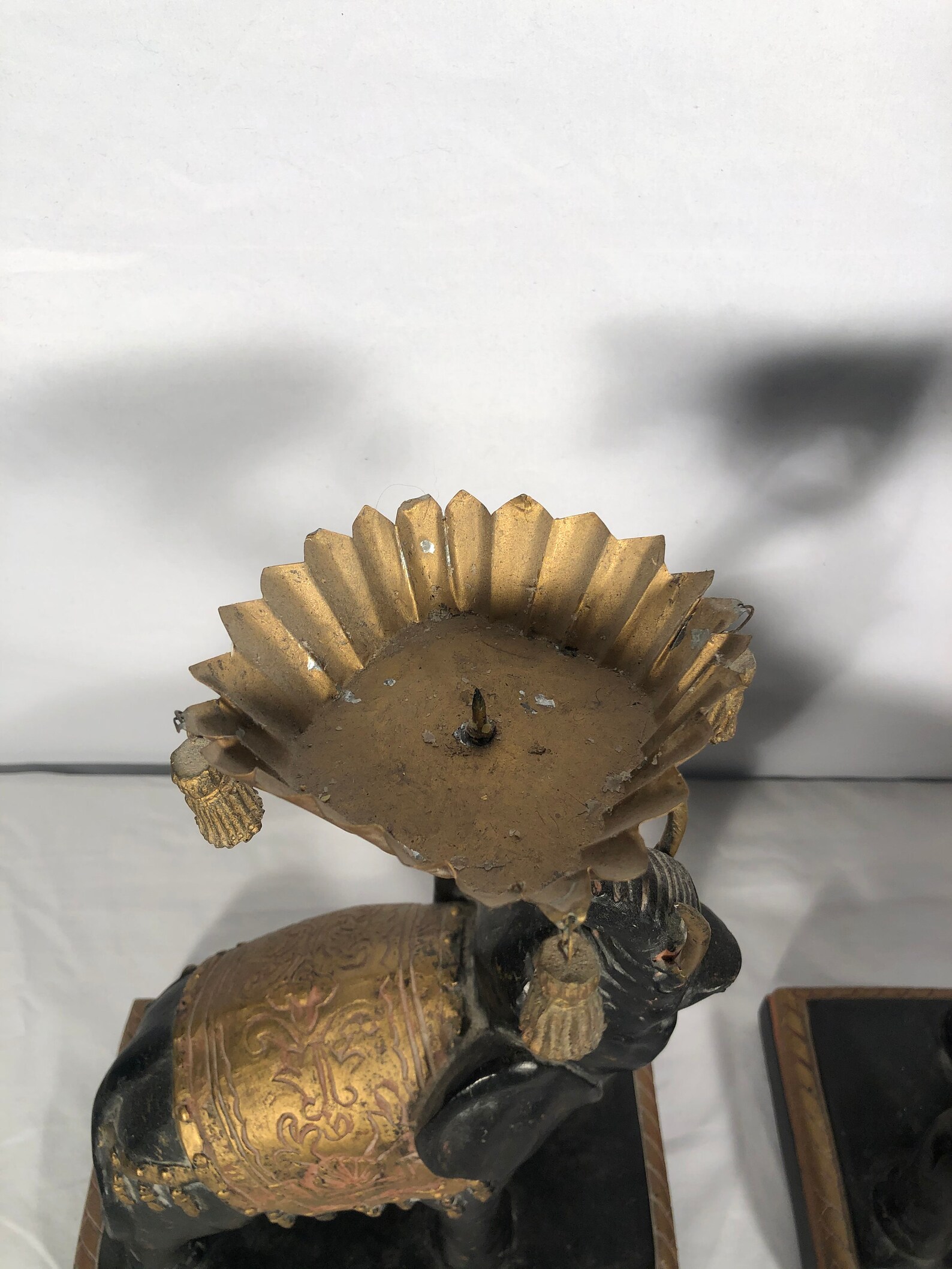 Vintage Elephant Candle Holders Ceramic Black Middle Eastern Egyptian