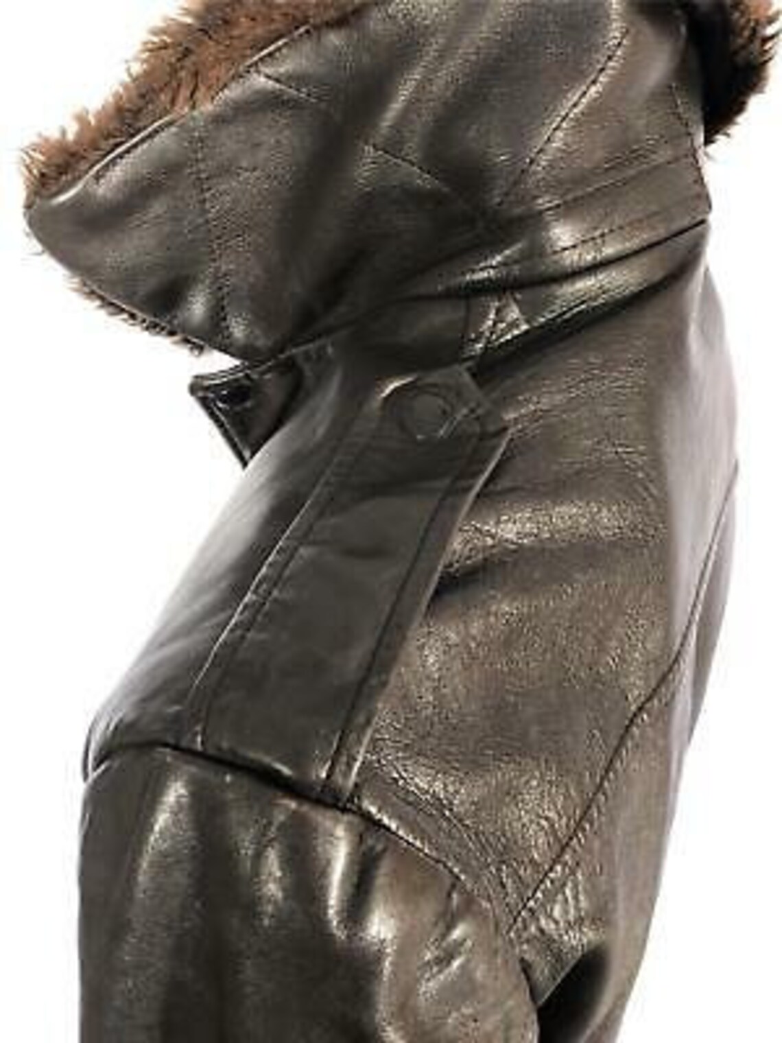 Vintage JC PENNEY brown leather Bomber winter jacket faux fur Etsy