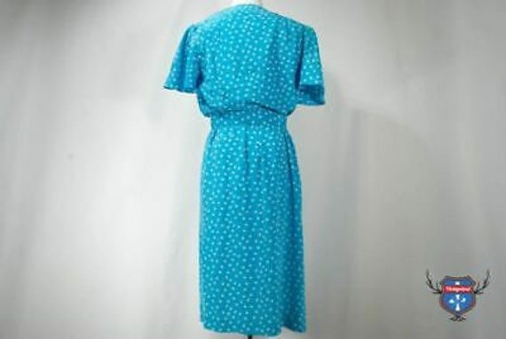 Vintage LIZ CLAIBORNE teal blue white dash patter… - image 3