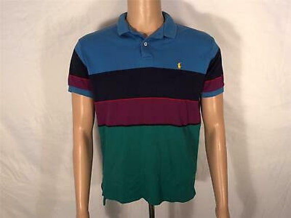 Vintage Ralph Lauren POLO 80s navy blue purple gr… - image 1