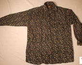 Vintage UTOPIA brand 90s print blue geometric long sleeve SILK shirt M