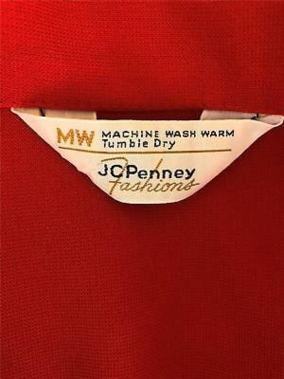 Vintage JC PENNEY FASHIONS red polyester blouse m… - image 5